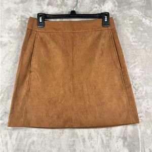 J.Crew Womens Size 4 Camel Faux Suede Mini Skirt A-Line Back Zip Pockets
